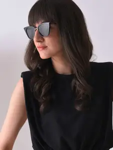HAUTE SAUCE by  Campus Sutra HAUTE SAUCE by Campus Sutra Women Black Lens & Black Cateye Sunglasses with UV Protected Lens
