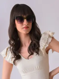 HAUTE SAUCE by  Campus Sutra HAUTE SAUCE by Campus Sutra Women Purple Lens & Green Butterfly Sunglasses with UV Protected Lens