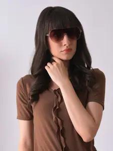 HAUTE SAUCE by  Campus Sutra HAUTE SAUCE by Campus Sutra Women Brown Lens & Pink Oversized Sunglasses with Polarised Lens