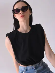 HAUTE SAUCE by  Campus Sutra HAUTE SAUCE by Campus Sutra Women Black Lens & Black Cateye Sunglasses with UV Protected Lens