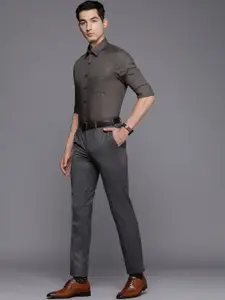 Louis Philippe Men Charcoal Grey Slim Fit Textured Formal Shirt