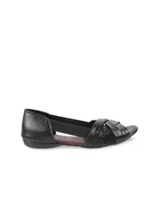 Metro Women Textured Open Toe Flats