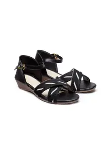DEAS Women Black Open Toe Flats
