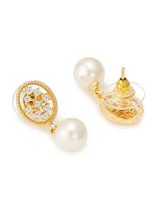 aadita Gold-Toned Geometric Drop Earrings