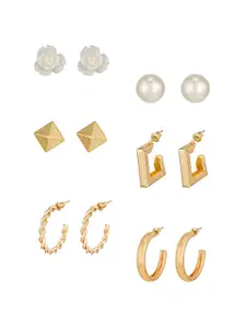 aadita Gold-Toned Geometric Studs Earrings