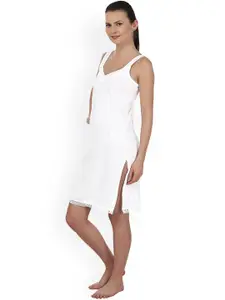 BLAZON Women White Solid Pure Cotton Full Camisole