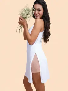 Enamor Women White Solid Camisole Dress