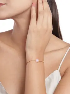 Carlton London Gold-Plated Pink Opal Studded Handcrafted Bracelet