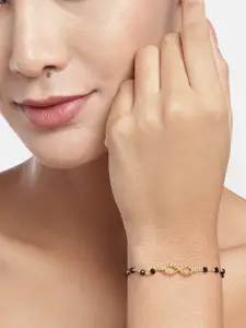 Carlton London Gold-Plated Black CZ Studded Handcrafted Bracelet