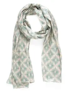 AQVA Women Grey & Sea Green Printed Scarf