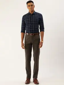 Peter England Slim Fit Checked Formal Shirt