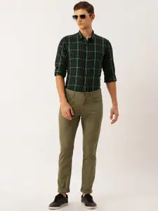 Peter England Pure Cotton Slim Fit Checked Casual Shirt