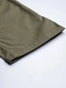 Louis Philippe Sport Men Olive Green Printed Slim Fit Trousers