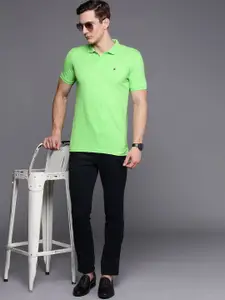 Louis Philippe Sport Men Lime Green Polo Collar T-shirt