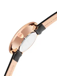 French Connection Women Black Dial & Black Leather Straps Analogue Watch FCN00019E