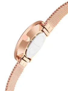 French Connection Women Pink Patterned Dial & Rose Gold Toned Straps Analogue Watch