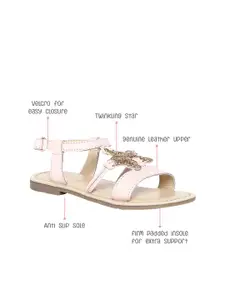 Aria Nica Girls Pink Embellished Open Toe Flats