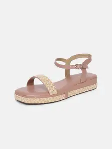 Marc Loire Nude-Coloured PU Work Flatform Sandals