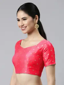 flaher Pink Woven Design Jacquard Padded Blouse