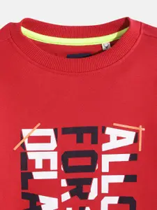 Allen Solly Junior Boys Red & White Typography Printed Sweatshirt