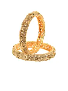 Adwitiya Collection Set Of 2 24 CT Gold-Plated Kundan-Studded Bangles