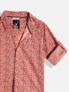 Allen Solly Junior Boys Pink Classic Ethnic Motifs Printed Pure Cotton Casual Shirt