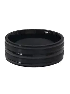 OOMPH Men Black Stainless Steel Band Ring