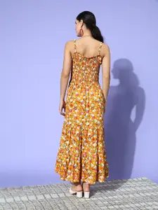 Ishin Women Mustard Floral Vacay Attire