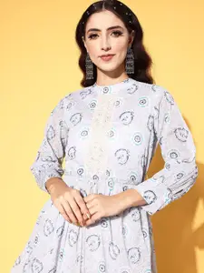 Ishin Women Grey Floral Desi Girl Dress