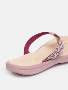 Puma Women Dusty Pink & Beige Printed Thong Flip-Flops