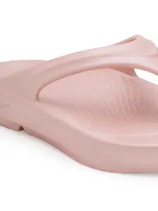Red Tape Women Pink Rubber Thong Flip-Flops