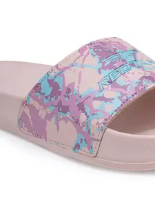 Red Tape Women Pink & Blue Rubber Sliders