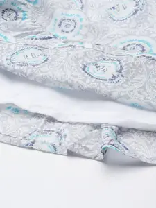 Ishin Grey & Blue Floral A-Line Dress