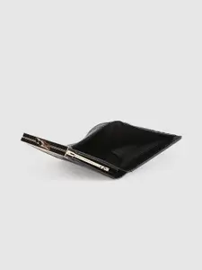 Accessorize Women Black Animal Textured Two Fold Wallet