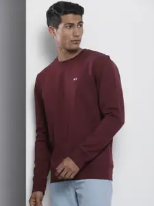Tommy Hilfiger Men Maroon Solid Sweatshirt