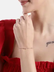 Zavya Women 925 Sterling Silver Rose Gold-Plated Infinity Link Bracelet