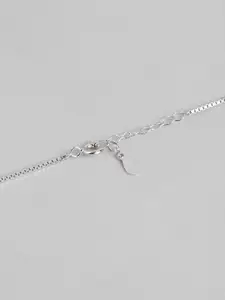 Zavya Women 925 Sterling Silver Stone Studded Rhodium-Plated Necklace with Earrings