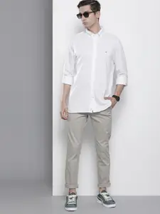 Tommy Hilfiger Men White 1985 KNITTED Slim Fit Casual Shirt