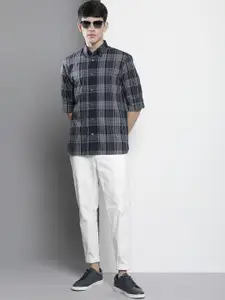Tommy Hilfiger Men Blue Checked Pure Cotton Casual Shirt