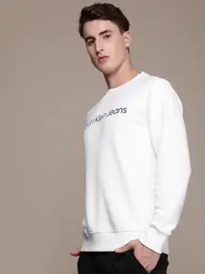 Calvin Klein Jeans Men White Brand Logo Printed Sweatshirt
