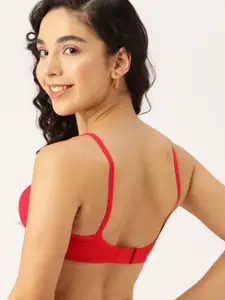 DressBerry Red Floral Lace Bra Lightly Padded