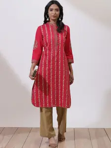 Lakshita Women Pink Ethnic Motifs Printed Thread Work Kurta