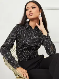 Styli Black Premium Shirt with Ruched Side