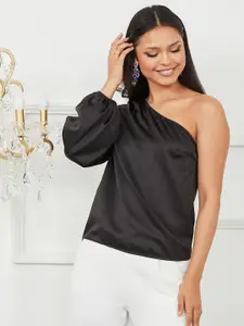 Styli Black One Shoulder Top