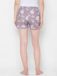 NOIRA Women Brown & Pink Printed Lounge Shorts