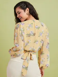 Styli Mustard Yellow Floral Print Top