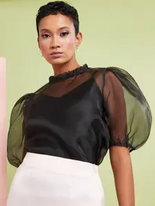 Styli Black Embellished Top