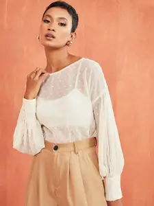 Styli Off White Print Top