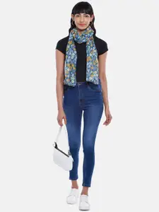 Honey by Pantaloons Women Navy Blue & Brown Printed Scarf