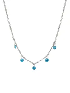 VANBELLE Silver-Toned & Blue Sterling Silver Rhodium-Plated Handcrafted Necklace